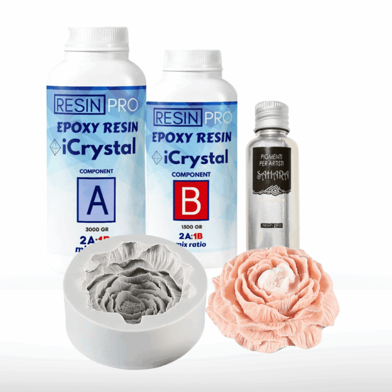 Zestaw Kryształowa Żywica z Efektem Kwiatu – iCrystal + Pigment Sahara + Forma - Kit + Biały