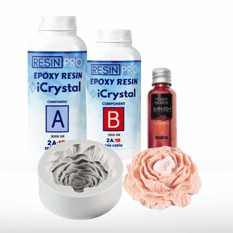 Zestaw Kryształowa Żywica z Efektem Kwiatu – iCrystal + Pigment Sahara + Forma - Kit + Czerwony