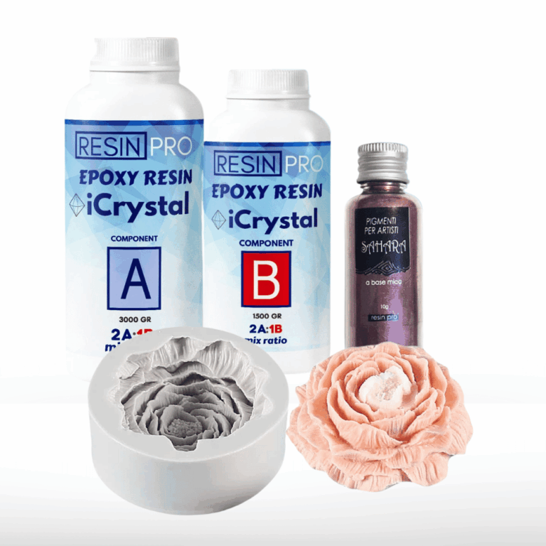 Zestaw Kryształowa Żywica z Efektem Kwiatu – iCrystal + Pigment Sahara + Forma - Kit + Fioletowy